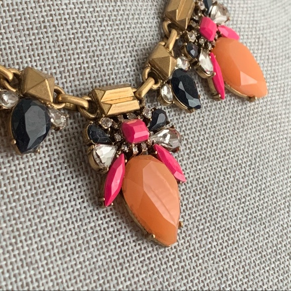 J Crew Statement Necklace Rhinestone Bib Colorful - Picture 13 of 16